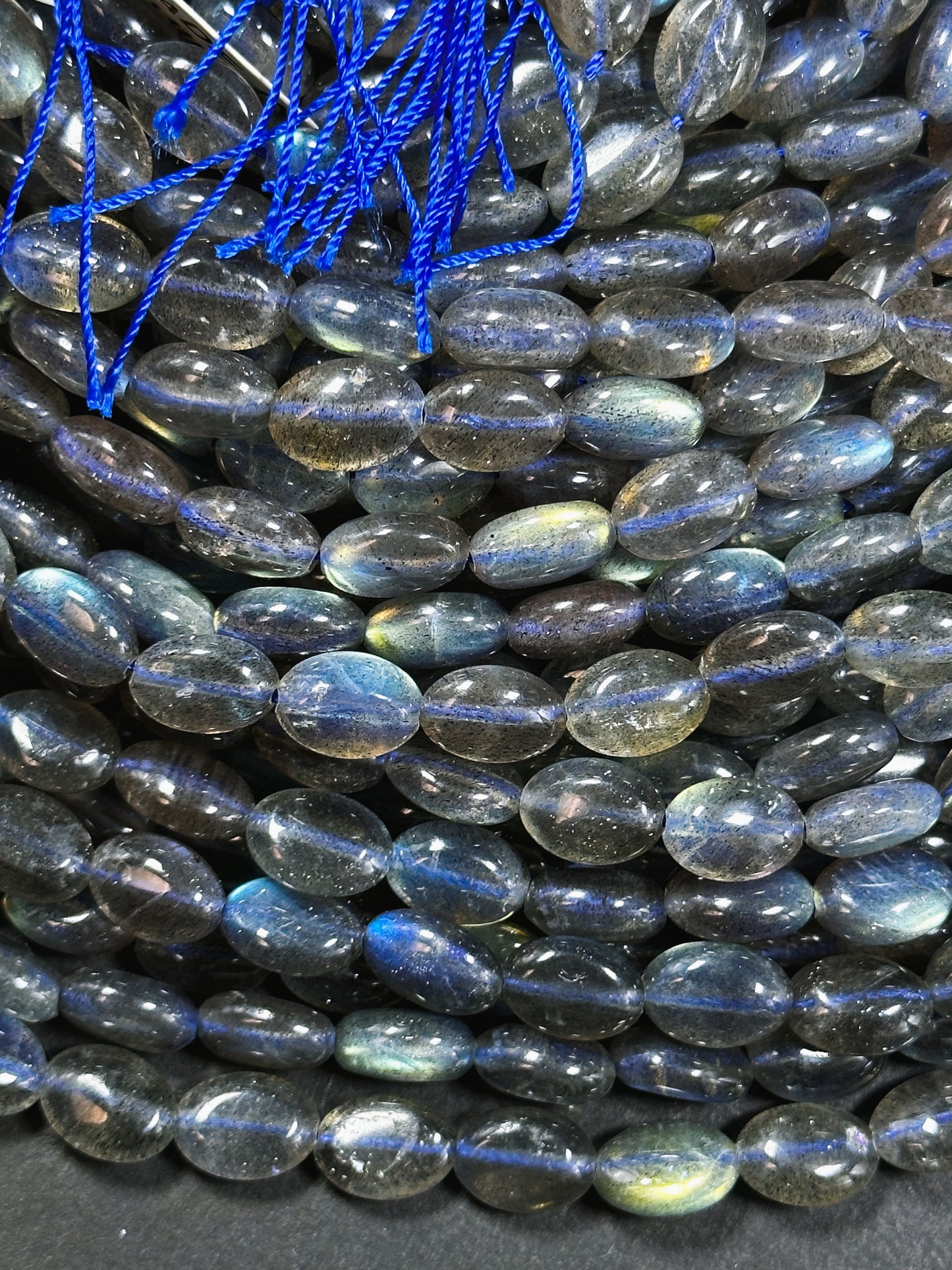 AAA Labradorite Gemstone Bead 11x8mm Oval Shape, Beautiful Natural Gray Color Rainbow Blue Flash Labradorite Excellent Quality Beads 15.5"