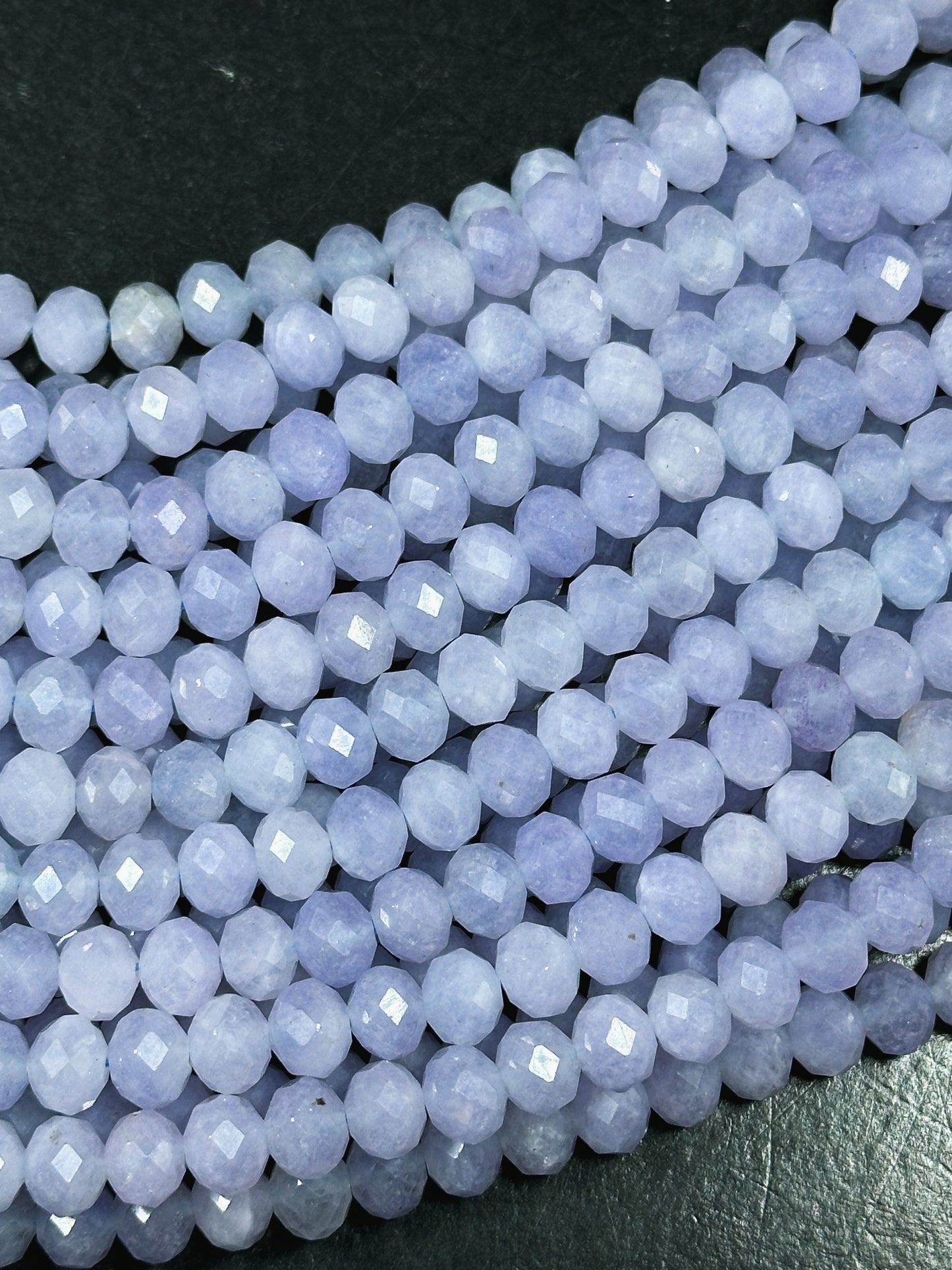 Natural Blue Lace Agate Gemstone Bead Faceted 8x6mm Rondelle Shape Bead, Beautiful Natural Blue Color Chalcedony Bead, Great Quality 15.5"