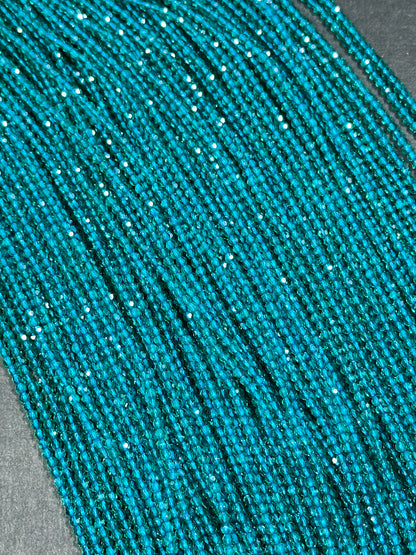 Beautiful Crystal Glass Beads, Faceted 2mm Round Beads, Gorgeous Dark Teal Green-Blue Color Crystal Glass Beads, Glass Spacer Beads 15.5"