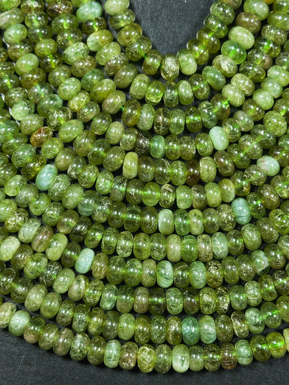 AAA Natural Green Garnet Gemstone Bead 4x2mm 6x3mm Rondelle Shape, Gorgeous Natural Green Color Garnet Bead, Excellent Quality Full Strand 15.5"