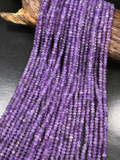 Natural Amethyst Gemstone Bead Faceted 3x5mm Rondelle Shape, Beautiful Natural Purple Amethyst Gemstone Bead Great Quality Full 15.5" Strand