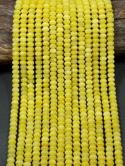 NATURAL Yellow Jade Gemstone Bead 8x5mm Rondelle Shape Bead, Beautiful Yellow Color Jade Gemstone Bead, Great Quality Bead Full Strand 15.5"