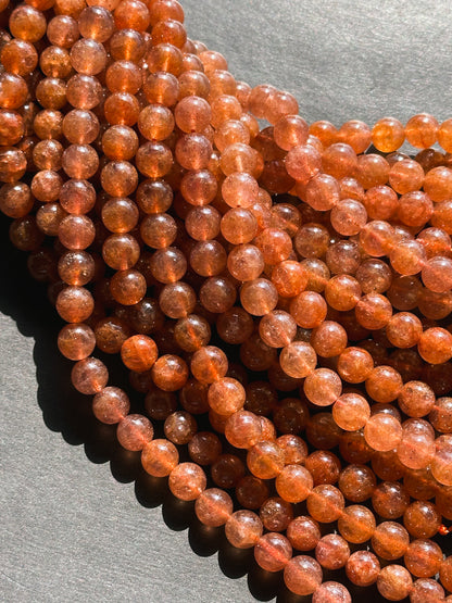 Natural Orange Strawberry Quartz Gemstone Bead 8mm 10mm Round Beads, Beautiful Natural Golden Orange Color Strawberry Quartz Beads 15.5"