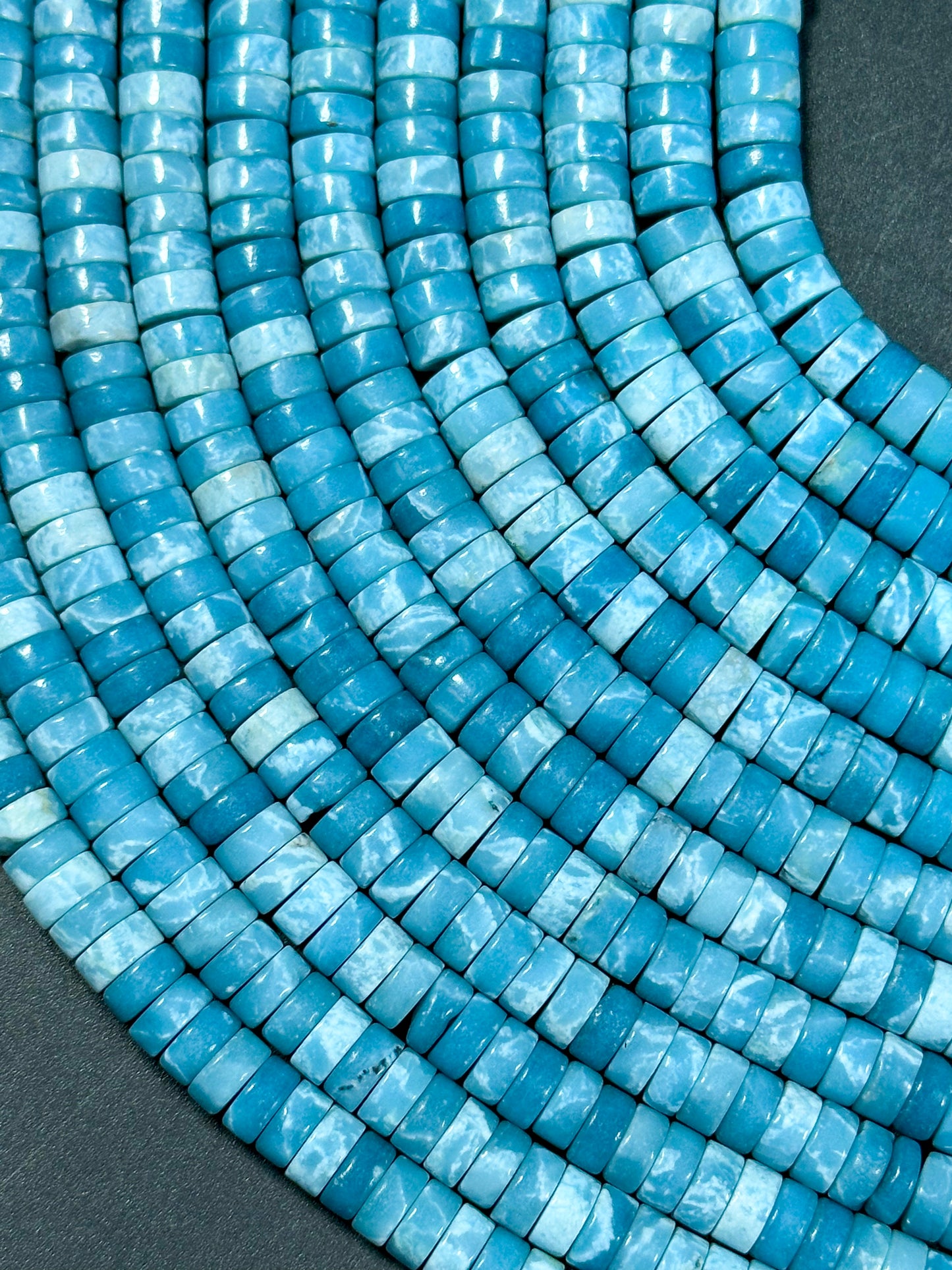 NATURAL Larimar Quartz Gemstone Bead 6x3mm Rondelle Heishi Shape Beads, Beautiful Natural Blue Color Larimar Quartz Gemstone Bead 15.5"