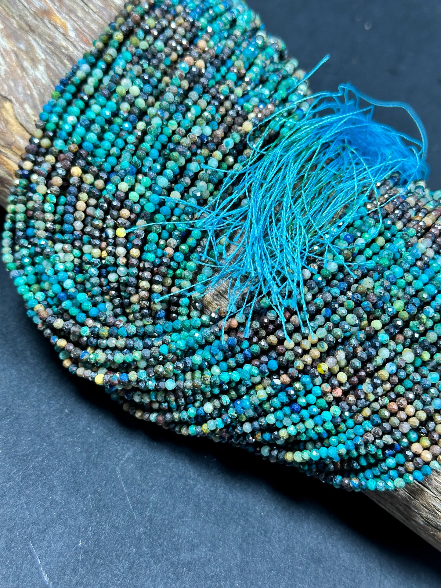 NATURAL Turquoise Gemstone Bead Faceted 2mm Round Beads, Gorgeous Blue Brown Color Turquoise Gemstone Beads Full Strand 15.5"