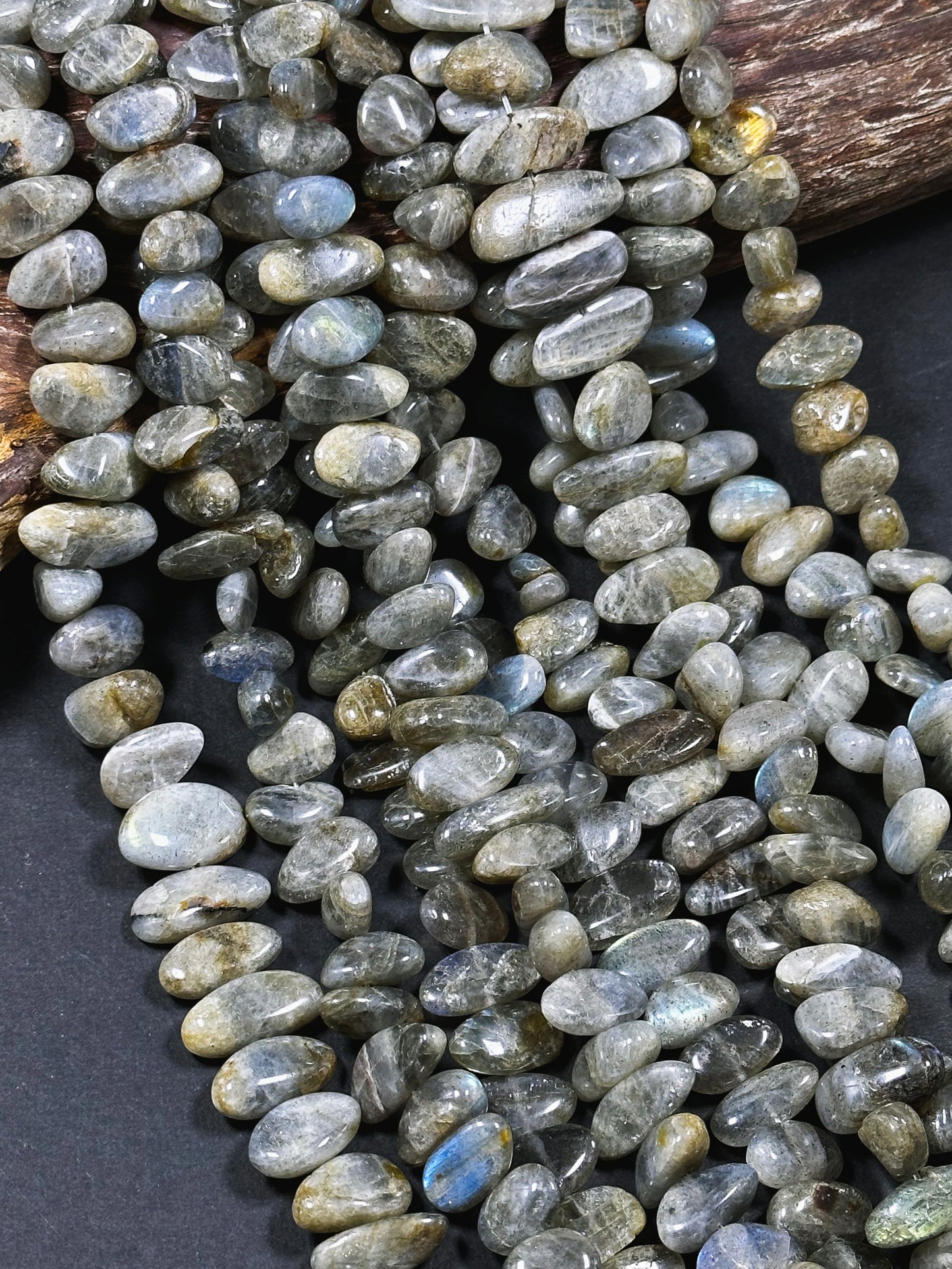 Natural Labradorite Gemstone Bead Freeform Stick Shape, Beautiful Natural Gray Rainbow Flash Labradorite, Great Quality Full Strand 15.5"