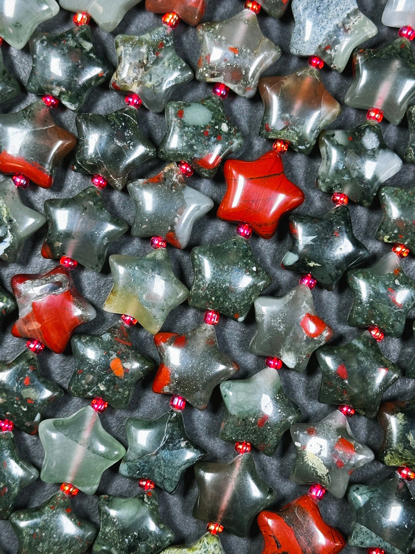 Natural African Bloodstone Gemstone Bead 15mm Star Shape, Gorgeous Natural Gray Red Color Bloodstone Beads, Great Quality Full Strand 15.5"