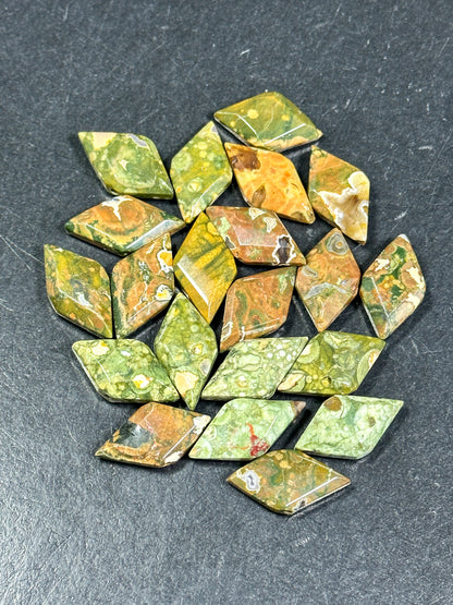 NATURAL Rainforest Rhyolite Gemstone Bead Faceted 28x14mm Diamond Shape Bead, Beautiful Green Brown Color Rhyolite Gemstone Bead LOOSE Bead