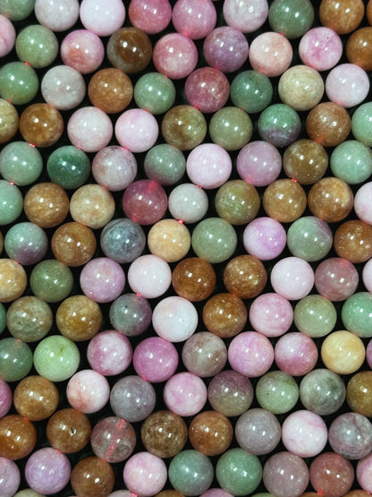 Natural Alashan Chalcedony Gemstone Bead 6mm 8mm 10mm Round Beads, Beautiful Multicolor Pink Green Alashan Beads, Great Quality 15.5" Strand