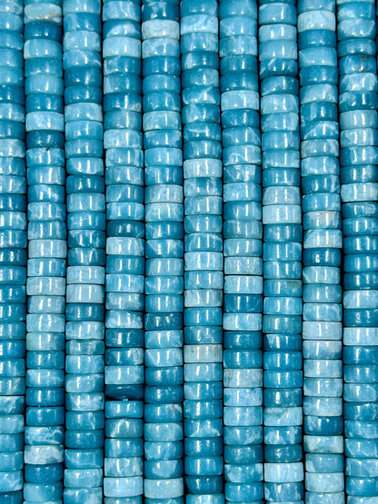 NATURAL Larimar Quartz Gemstone Bead 6x3mm Rondelle Heishi Shape Beads, Beautiful Natural Blue Color Larimar Quartz Gemstone Bead 15.5"