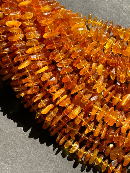 Natural Baltic Gold Amber Gemstone Bead Freeform Pinwheel Shape Bead, Gorgeous Natural Golden Orange Yellow Baltic Gold Stone Beads, 15.5" Strand