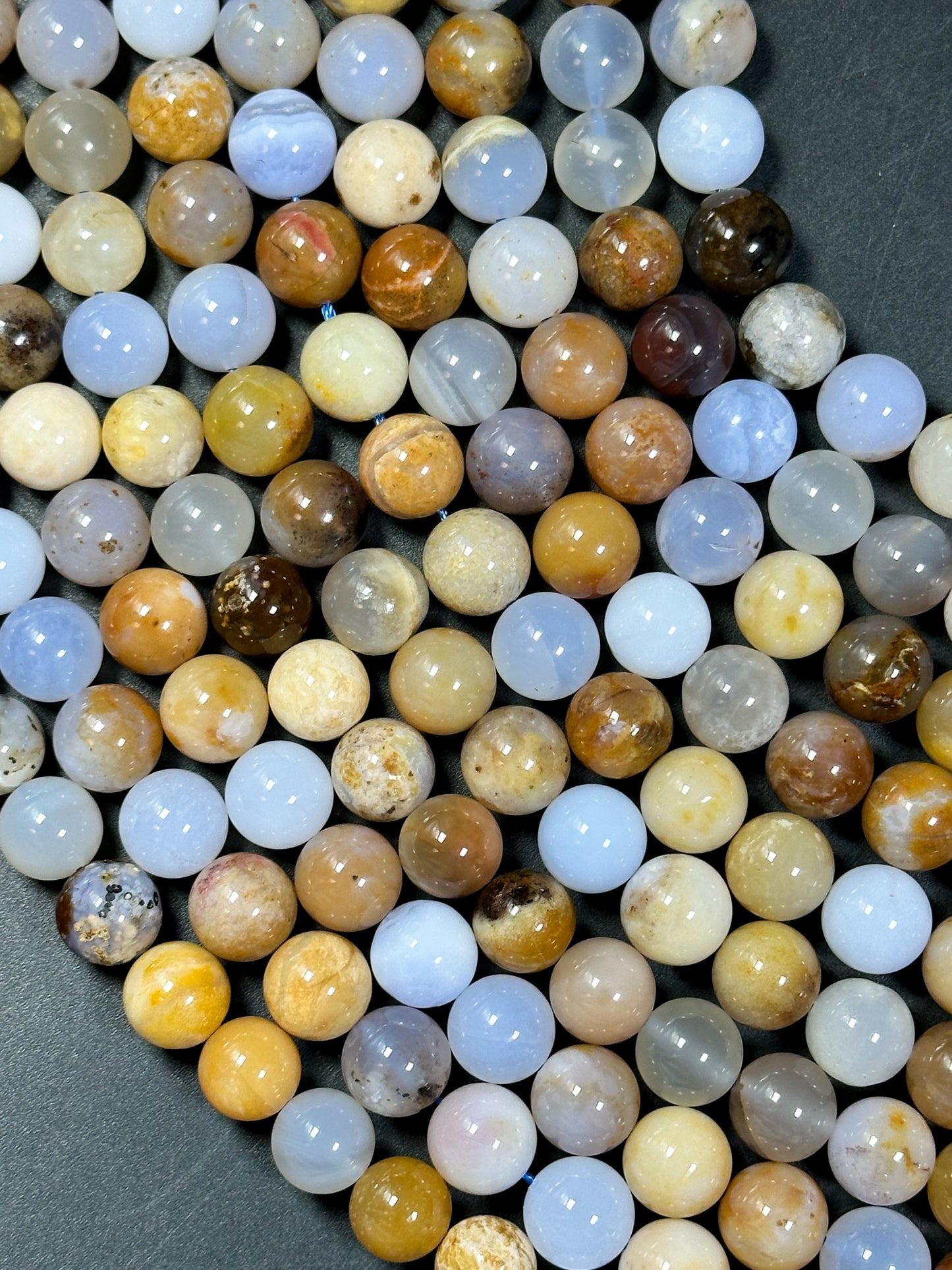 Natural Mixed Gemstone Beads 6mm 8mm 10mm Round Bead, Beautiful Natural Multicolor Blue Brown Color Multi Mixed Gemstone Bead 15.5" Strand