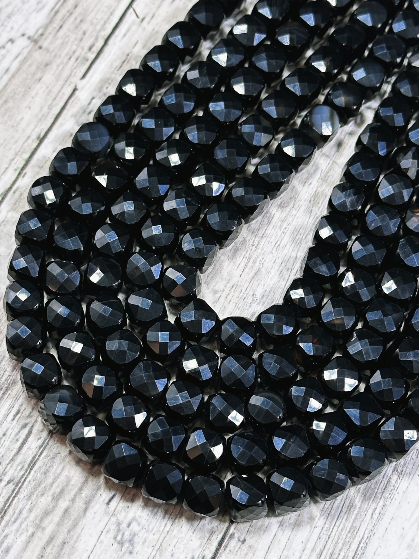 AAA Black Tourmaline Gemstone Bead Faceted 8mm Cube Shape, Gorgeous Natural Black Color Tourmaline Stone Bead Great Quality Full Strand 15.5