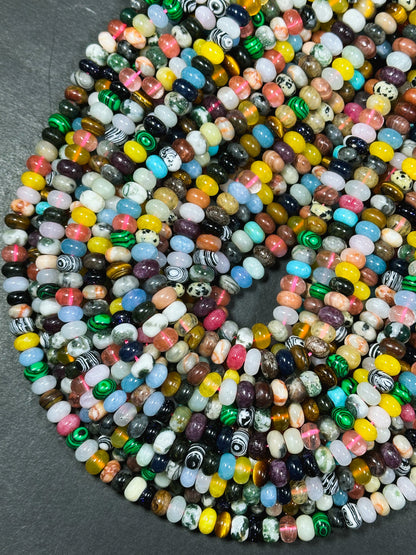 Natural Mixed Gemstone Beads 8x5mm Rondelle Shape Beads, Gorgeous Multicolor Multi Mixed Gemstone Beads, Excellent Quality Full Strand 15.5"