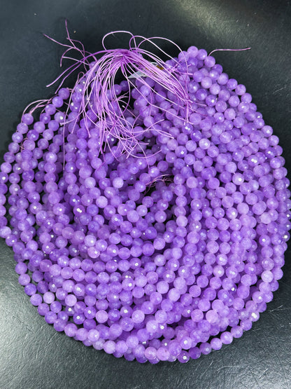 NATURAL Lavender Jade Gemstone Bead Faceted 6mm 8mm 10mm Round Bead Beautiful Lavender Purple Color Jade Gemstone Bead Nice Quality Full Strand 15.5"