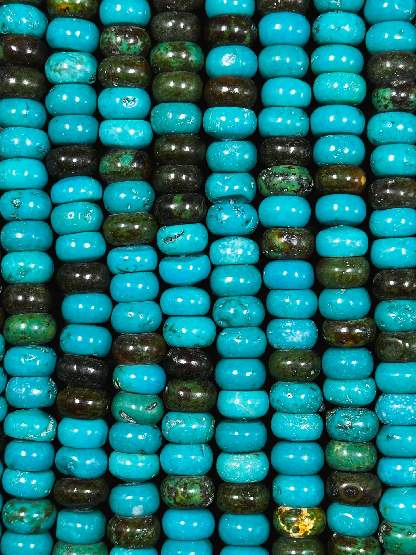 Natural Blue Chinese Turquoise Gemstone Bead 8x5mm Rondelle Shape, Beautiful Blue Brown Color Turquoise Gemstone, Great Quality 15.5" Strand