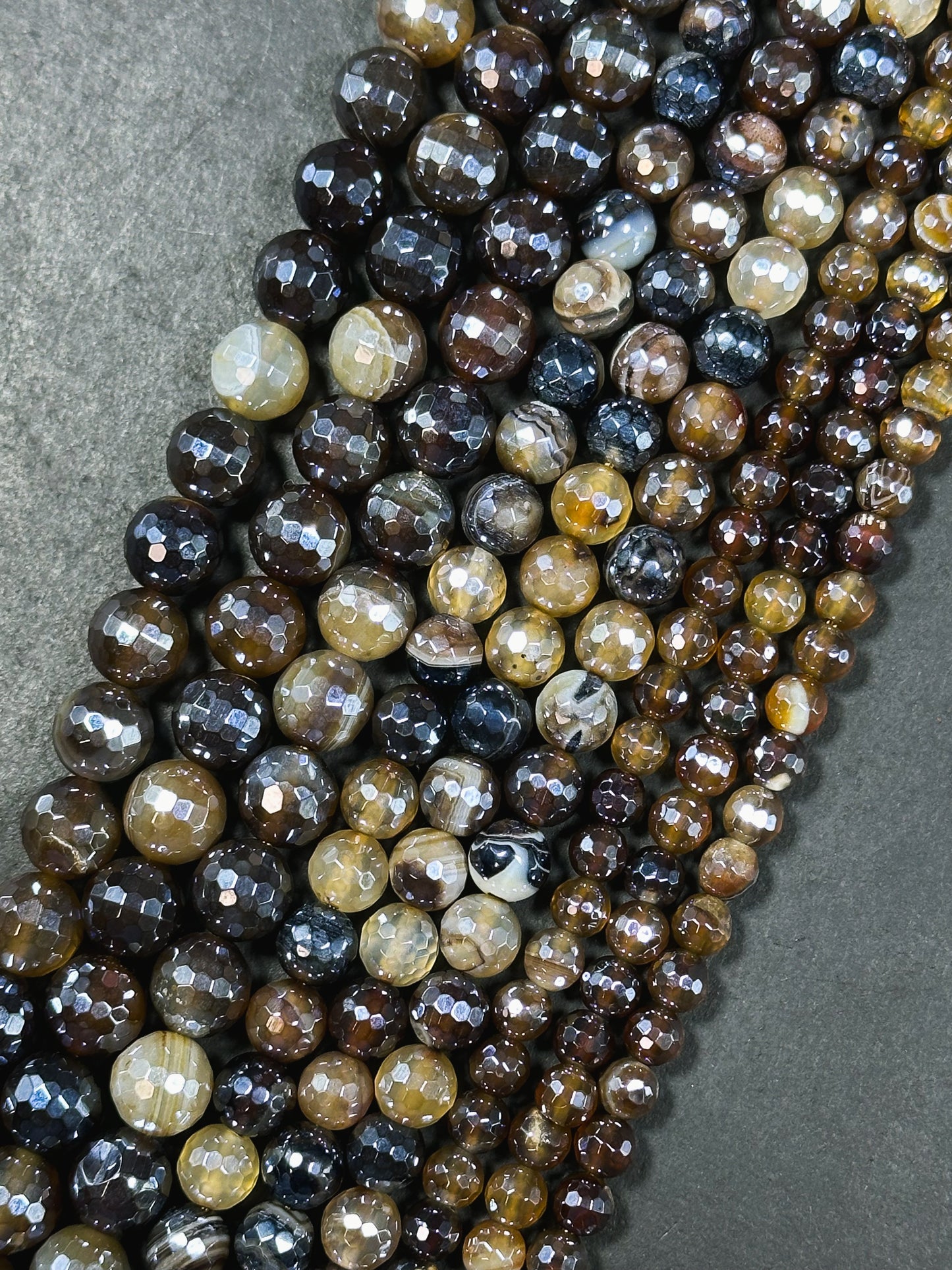 Mystic Natural Botswana Agate Gemstone Bead Faceted 6mm 8mm 10mm Round Beads, Beautiful Natural Brown Botswana Agate Gemstone Bead 15.5"