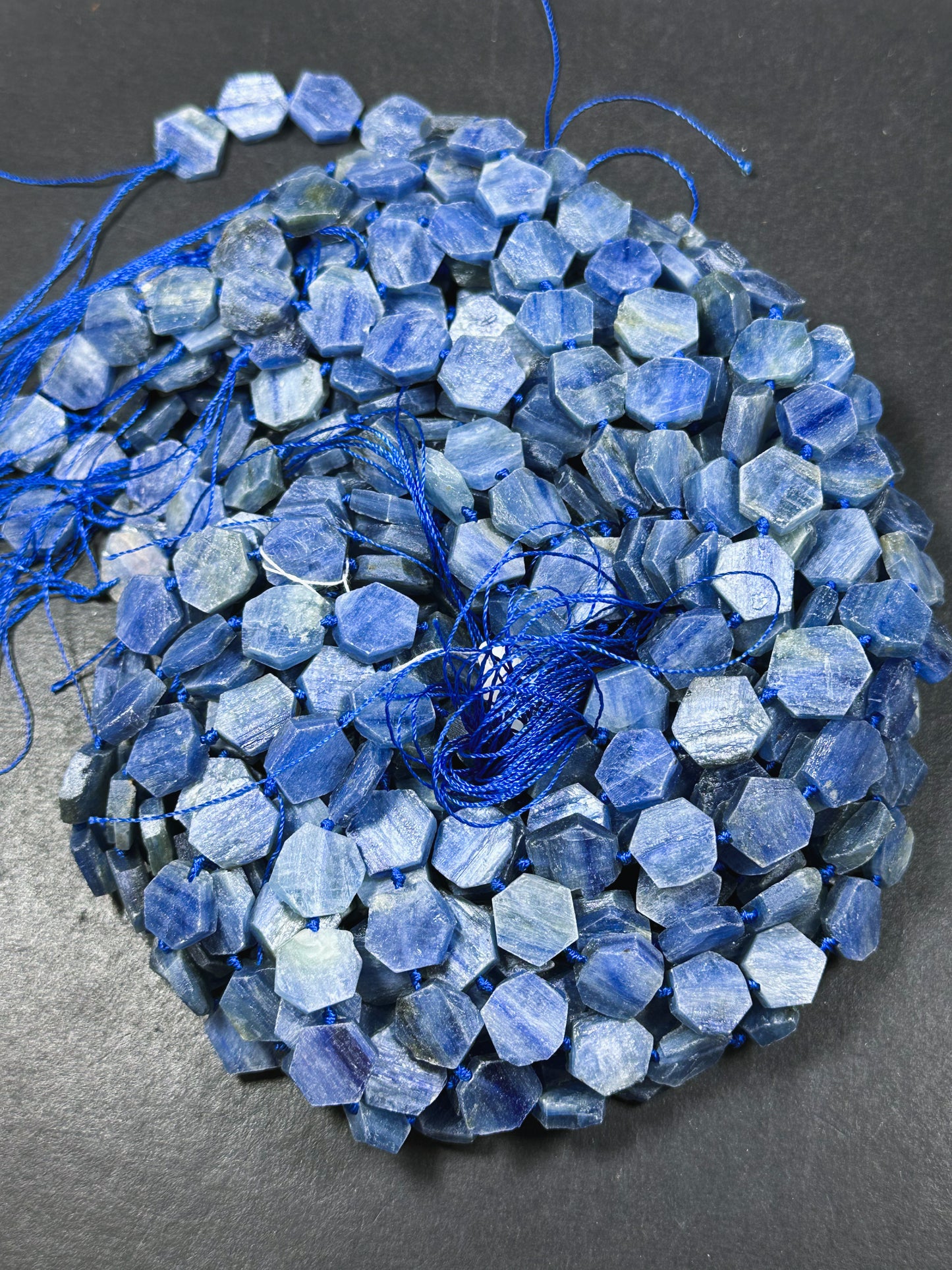 Natural Kyanite Gemstone Bead 14mm Hexagon Shape Bead, Beautiful Natural Blue Color Kyanite Gemstone Beads, Great Quality Full Strand 15.5"