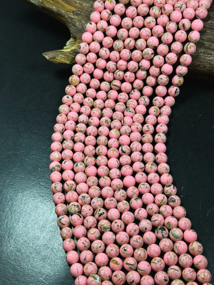 Beautiful Howlite Abalone Shell Bead 6mm 8mm 10mm Round Bead, Gorgeous Pink Color Howlite Natural Abalone Shell Bead Full Strand 15.5"