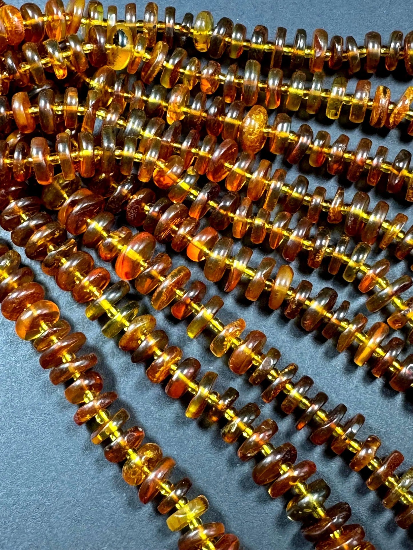 Natural Baltic Gold Stone Bead . Freeform Roundell  Shape, Beautiful Dark Golden Orange Color Baltic Gold Beads, Great Quality. 15.5" Strand