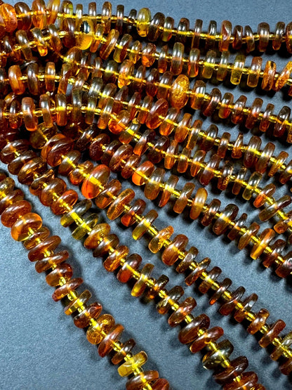 Natural Baltic Gold Stone Bead . Freeform Roundell  Shape, Beautiful Dark Golden Orange Color Baltic Gold Beads, Great Quality. 15.5" Strand
