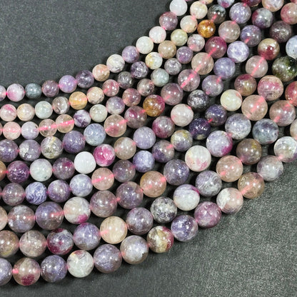 Natural Purple Tourmaline Gemstone Bead 6mm 8mm 10mm Round Beads, Beautiful Purple Pink Color Tourmaline Gemstone Beads Full Strand 15.5"