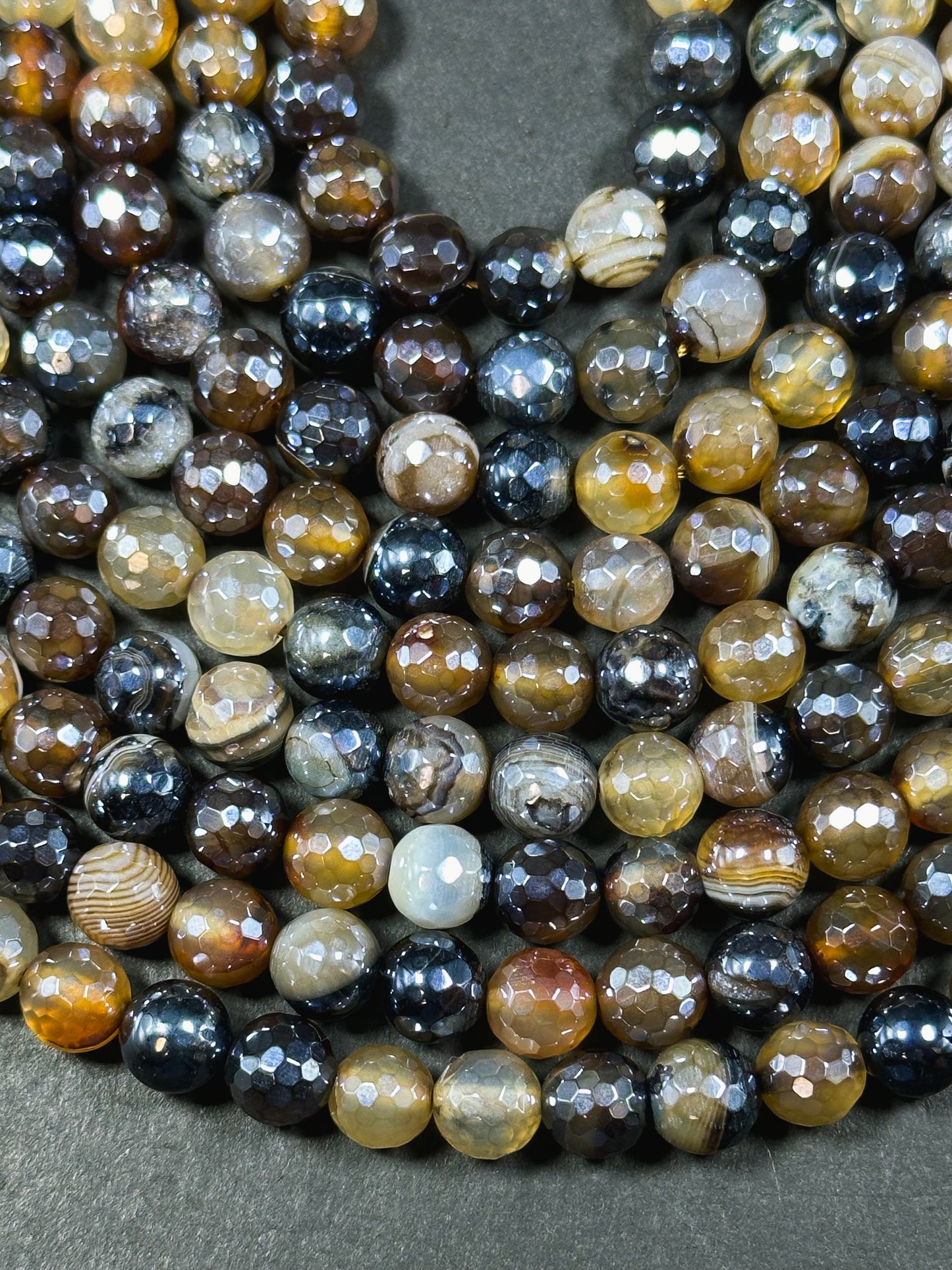 Mystic Natural Botswana Agate Gemstone Bead Faceted 6mm 8mm 10mm Round Beads, Beautiful Natural Brown Botswana Agate Gemstone Bead 15.5"