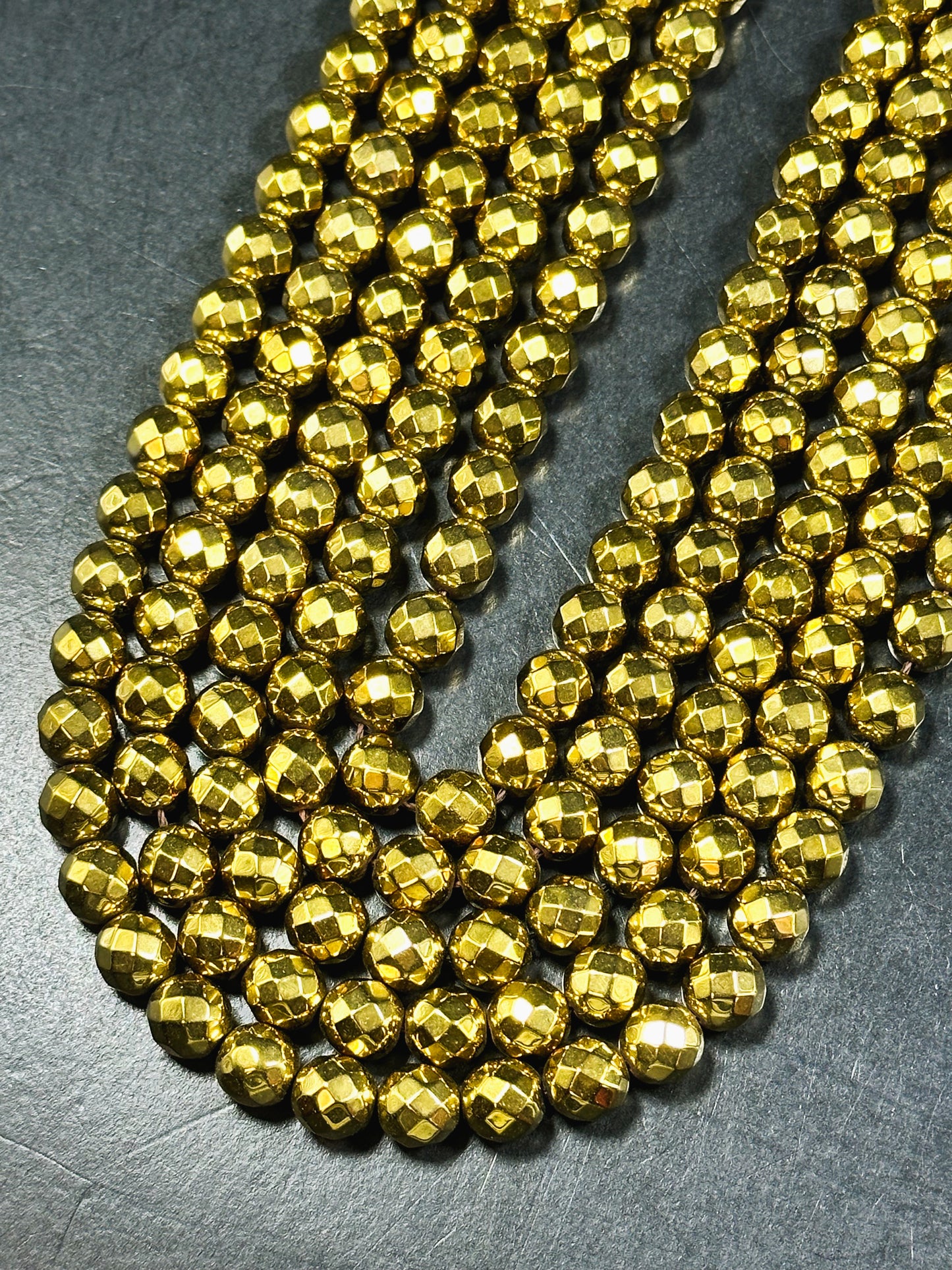 NATURAL Pyrite Gemstone Bead Faceted 2mm 4mm 6mm 8mm Round Beads, Beautiful Gold Color Plated Pyrite Gemstone Loose Bead Full Strand 15.5"