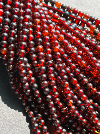 Natural Baltic Gold Gemstone Bead 5mm Round Beads, Beautiful Natural Dark Red Brown Color Baltic Gold Bead Great Quality Full Strand 15.5"