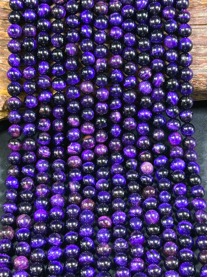 Natural Purple Tiger Eye Gemstone Bead 4mm 6mm 8mm 10mm 12mm Round Bead, Beautiful Purple Color Tiger Eye Gemstone Beads Full Strand 15.5"