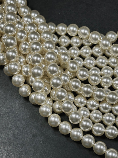 Swarovski Pearl Crystal Beads 4mm 6mm 8mm 10mm Round Bead, Beautiful Cream Color Swarovski Crystal Pearl Bead Genuine Swarovski Pearls 15.5"