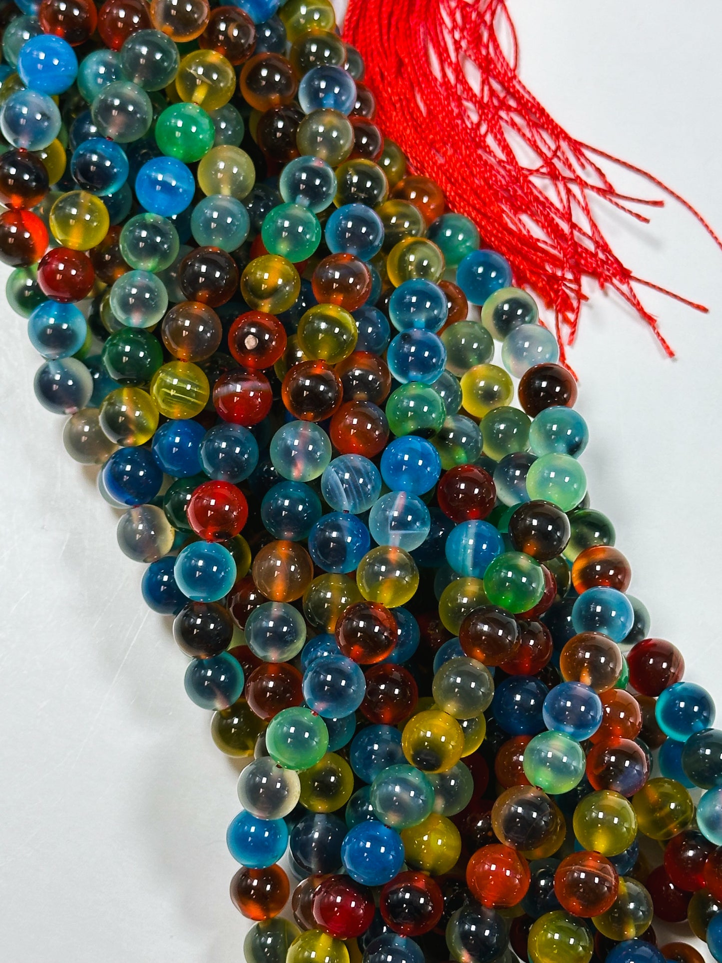 Natural Rainbow Sugar Heart Candy Agate Gemstone Beads 6mm 8mm 10mm Round Beads, Beautiful Multicolor Rainbow Agate Gemstone Beads Full 15.5" Strand