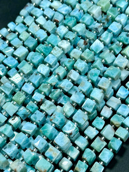 AAA Natural Larimar Gemstone Bead 6mm Cube Shape, Beautiful Natural Blue Color Larimar Gemstone Bead, Excellent High Quality 15.5" Strand