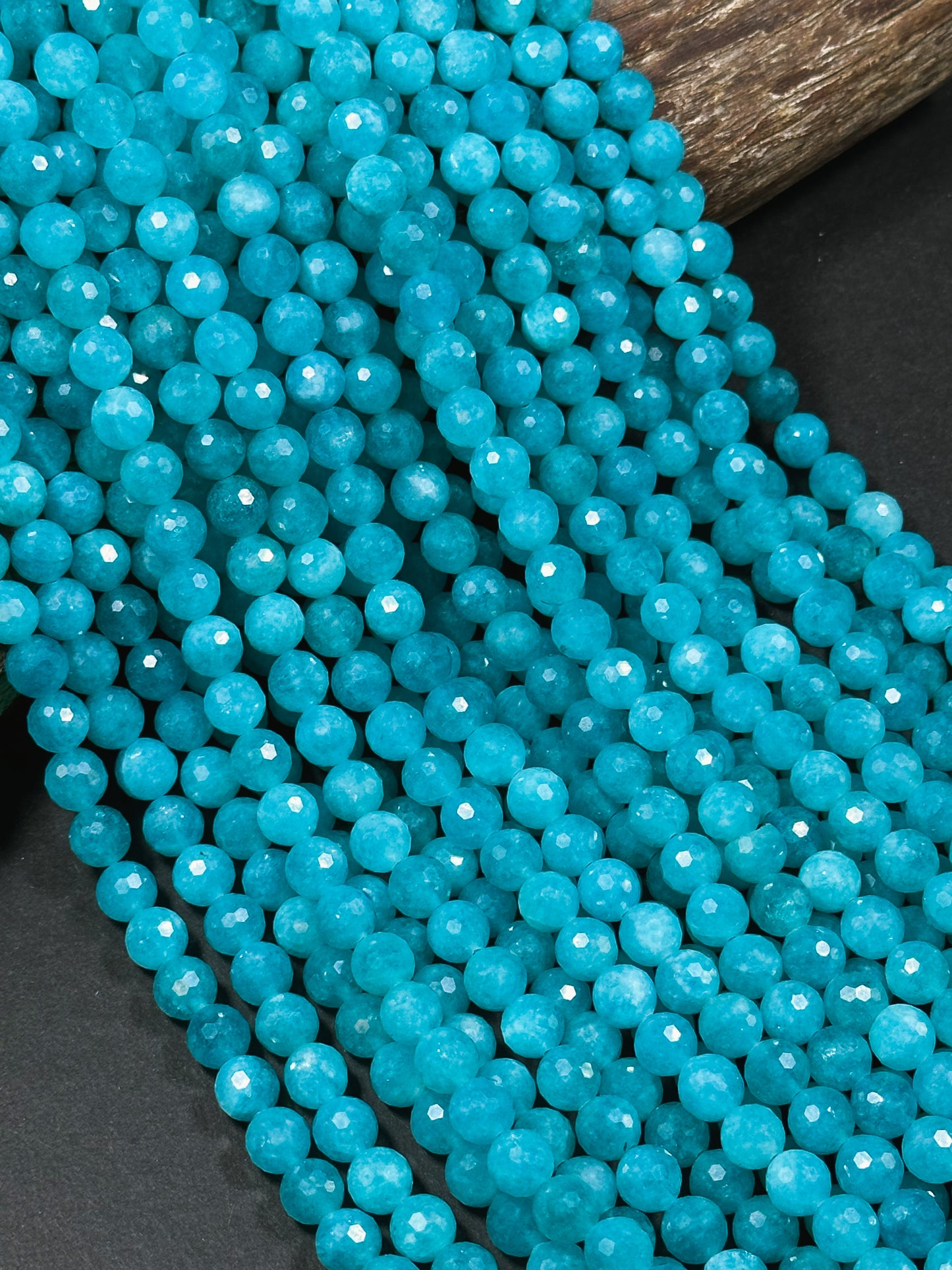 Natural Amazonite Quartz Gemstone Bead Faceted 6mm 8mm 10mm Round Beads, Beautiful Blue Color Amazonite Bead Great Quality Full Strand 15.5"