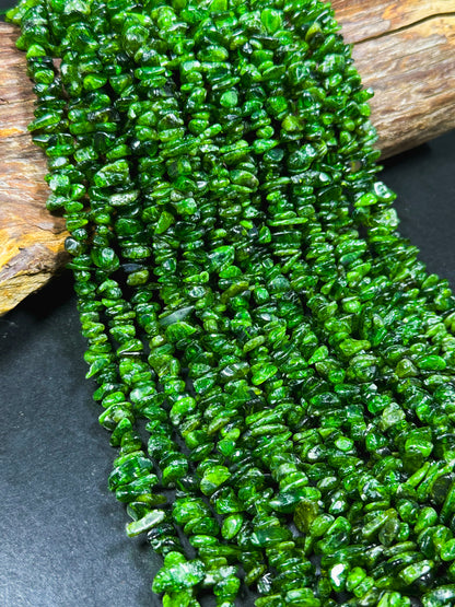 Natural Green Peridot Gemstone Bead 10-15mm Freeform Chip Shape, Gorgeous Dark Green Peridot Stone Bead Great Quality Full Strand 15.5"