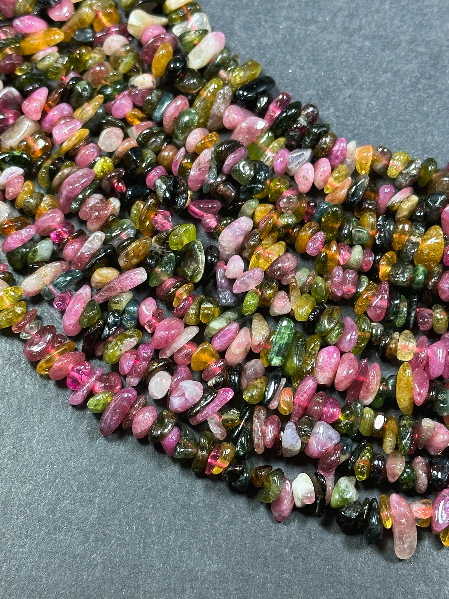 Natural Tourmaline Gemstone Bead 6mm Freeform Chip Shape Beads, Gorgeous Natural Multicolor Tourmaline Gemstone Beads, Full Strand 15.5"