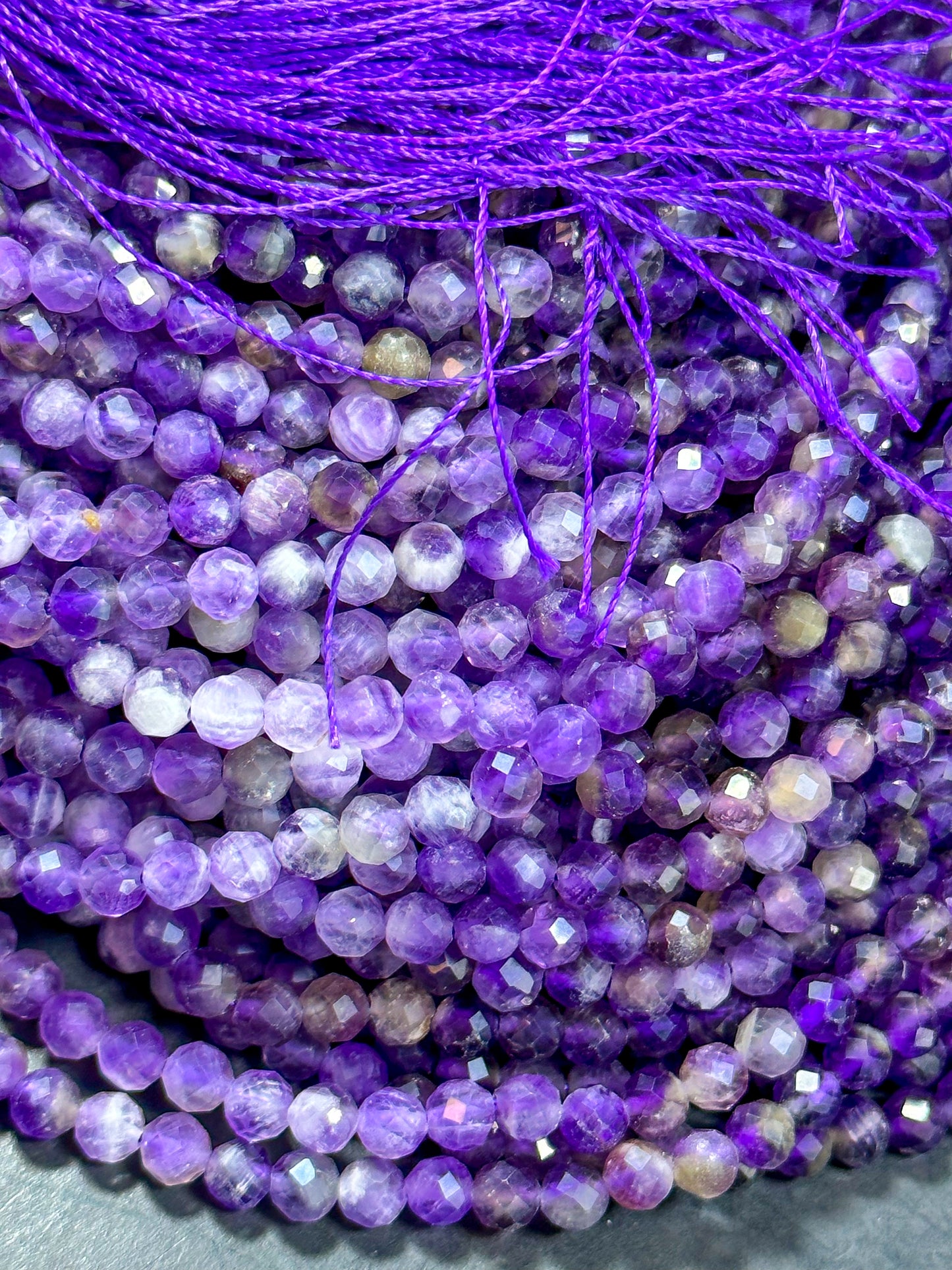 NATURAL Amethyst Gemstone Bead Faceted 5mm Round Beads, Gorgeous Natural Purple Color Amethyst Gemstone Beads Full Strand 15.5"