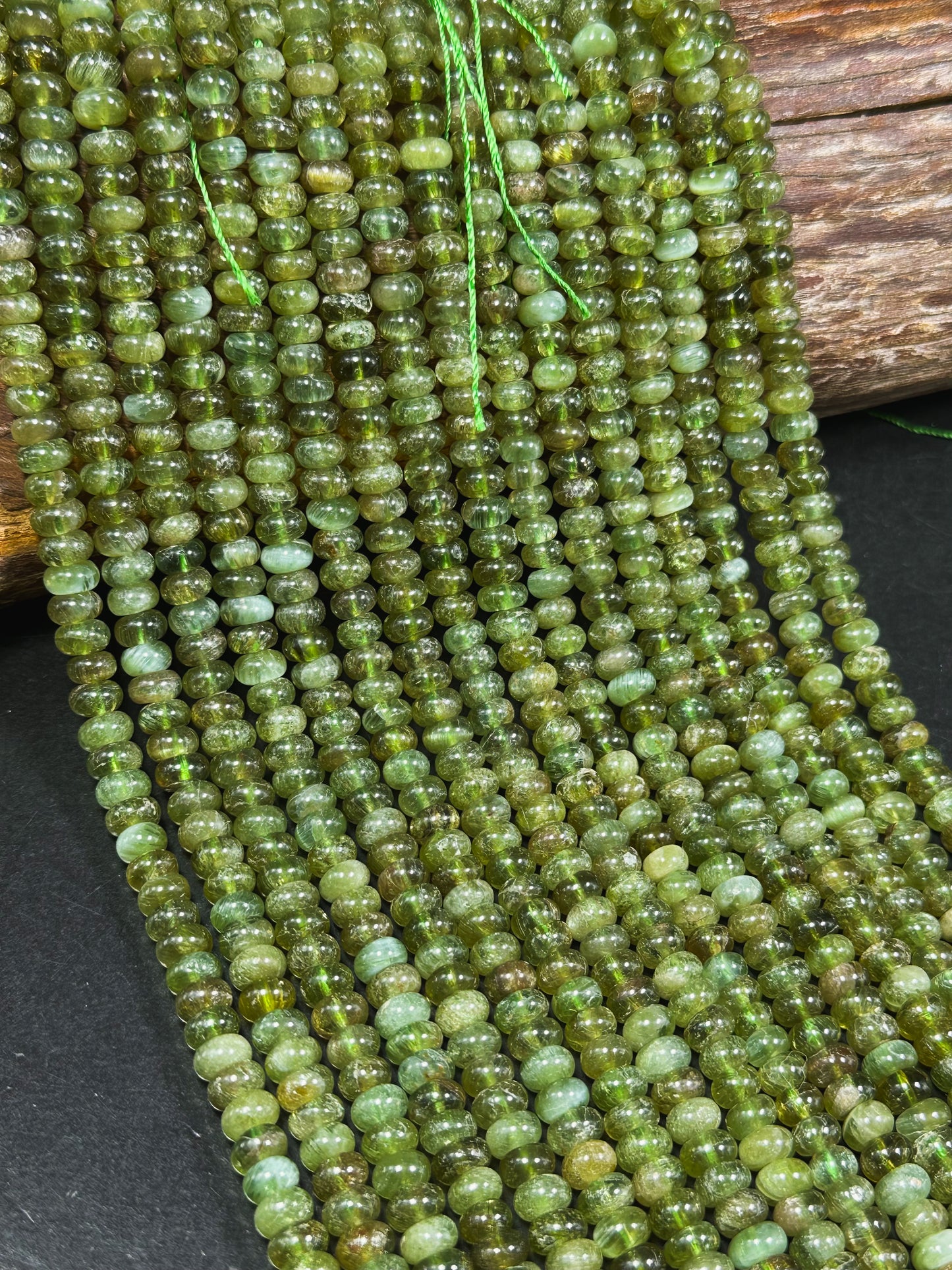 AAA Natural Green Garnet Gemstone Bead 4x2mm 6x3mm Rondelle Shape, Gorgeous Natural Green Color Garnet Bead, Excellent Quality Full Strand 15.5"