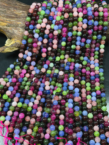 NATURAL Tourmaline Gemstone Bead 6mm 8mm 10mm Round Bead, Gorgeous Multicolor Tourmaline Gemstone Bead, Full Strand 15.5" Great Quality Bead