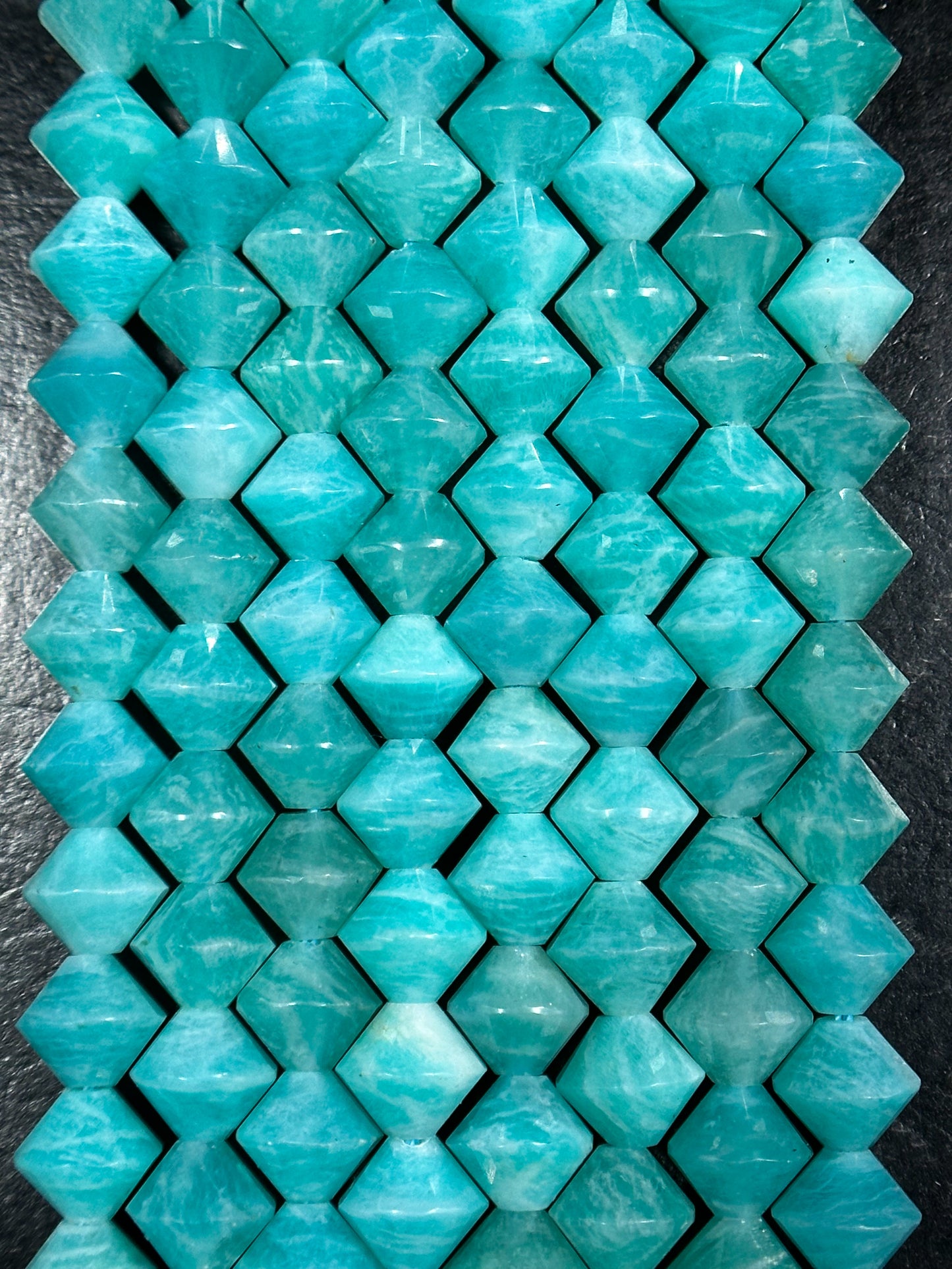 Natural Amazonite Gemstone Bead Faceted 8mm Bicone Diamond Shape Bead, Beautiful Natural Blue-Green Color Amazonite Beads, Full Strand 15.5"