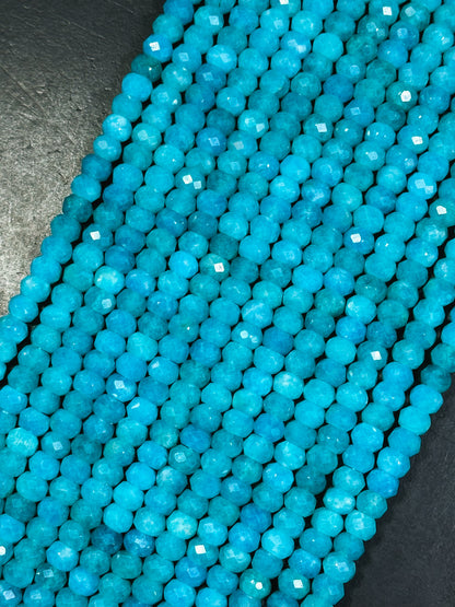 AA Natural Amazonite Gemstone Bead Faceted 8x6mm Rondelle Shape, Gorgeous Natural Blue Green Color Amazonite Great Quality Full Strand 15.5"