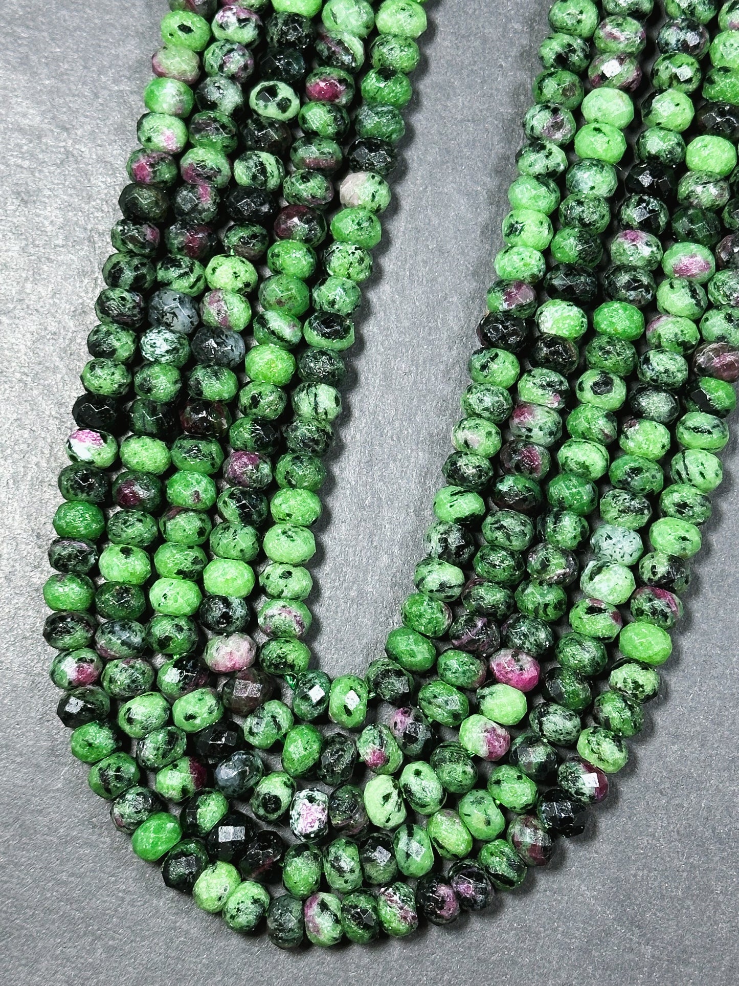 Natural Ruby Zoisite Gemstone Bead Faceted 8x5mm Rondelle Beads, Beautiful Natural Green Ruby Red Ruby Zoisite Beads Excellent Quality 15.5"