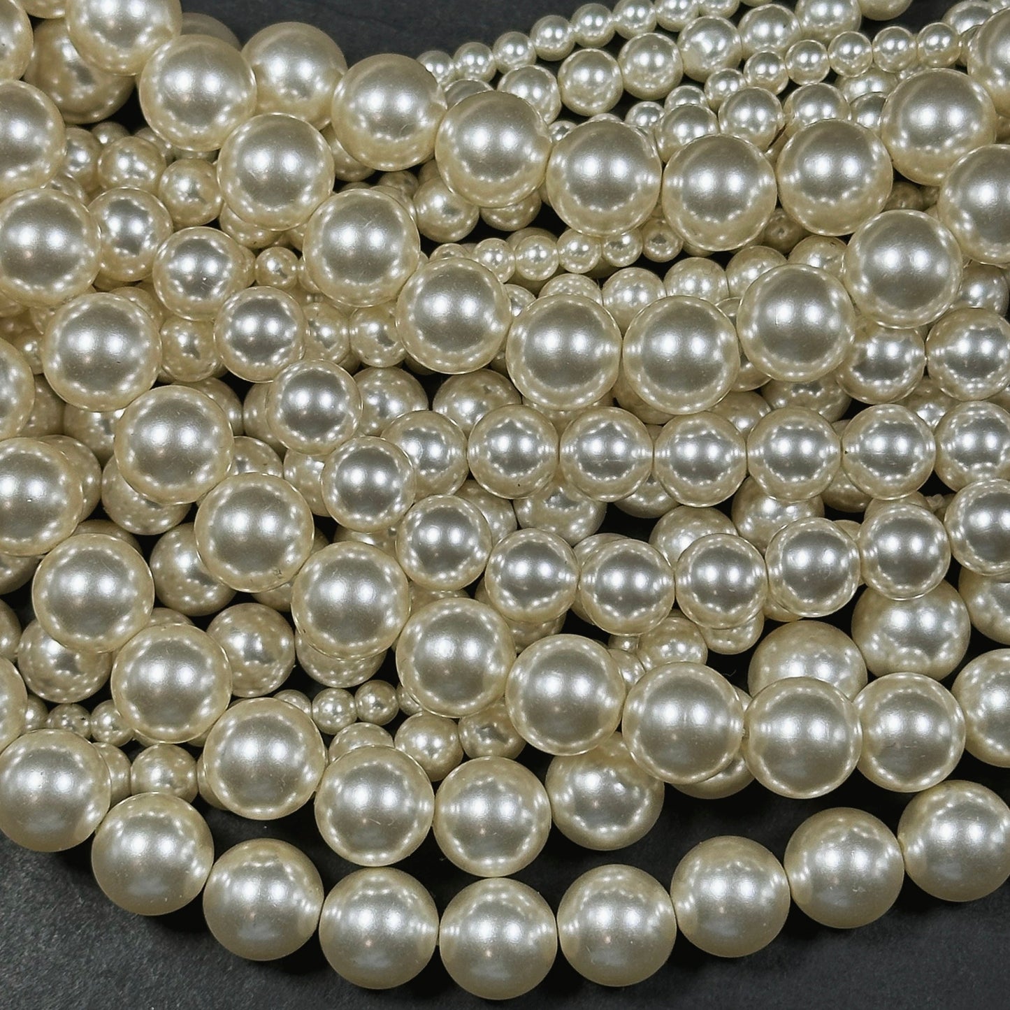 Swarovski Pearl Crystal Beads 4mm 6mm 8mm 10mm Round Bead, Beautiful Cream Color Swarovski Crystal Pearl Bead Genuine Swarovski Pearls 15.5"