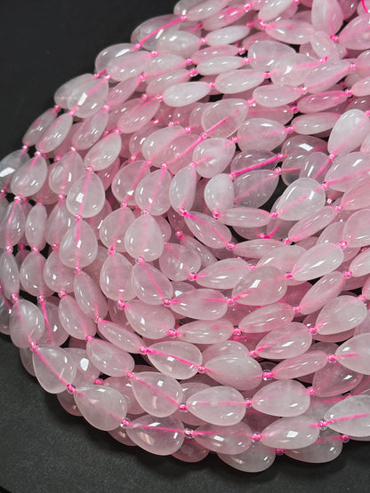 Natural Rose Quartz Gemstone Bead 18x13mm Teardrop Shape, Beautiful Natural Pink Color Rose Quartz Stone Bead Great Quality Full Strand 15.5