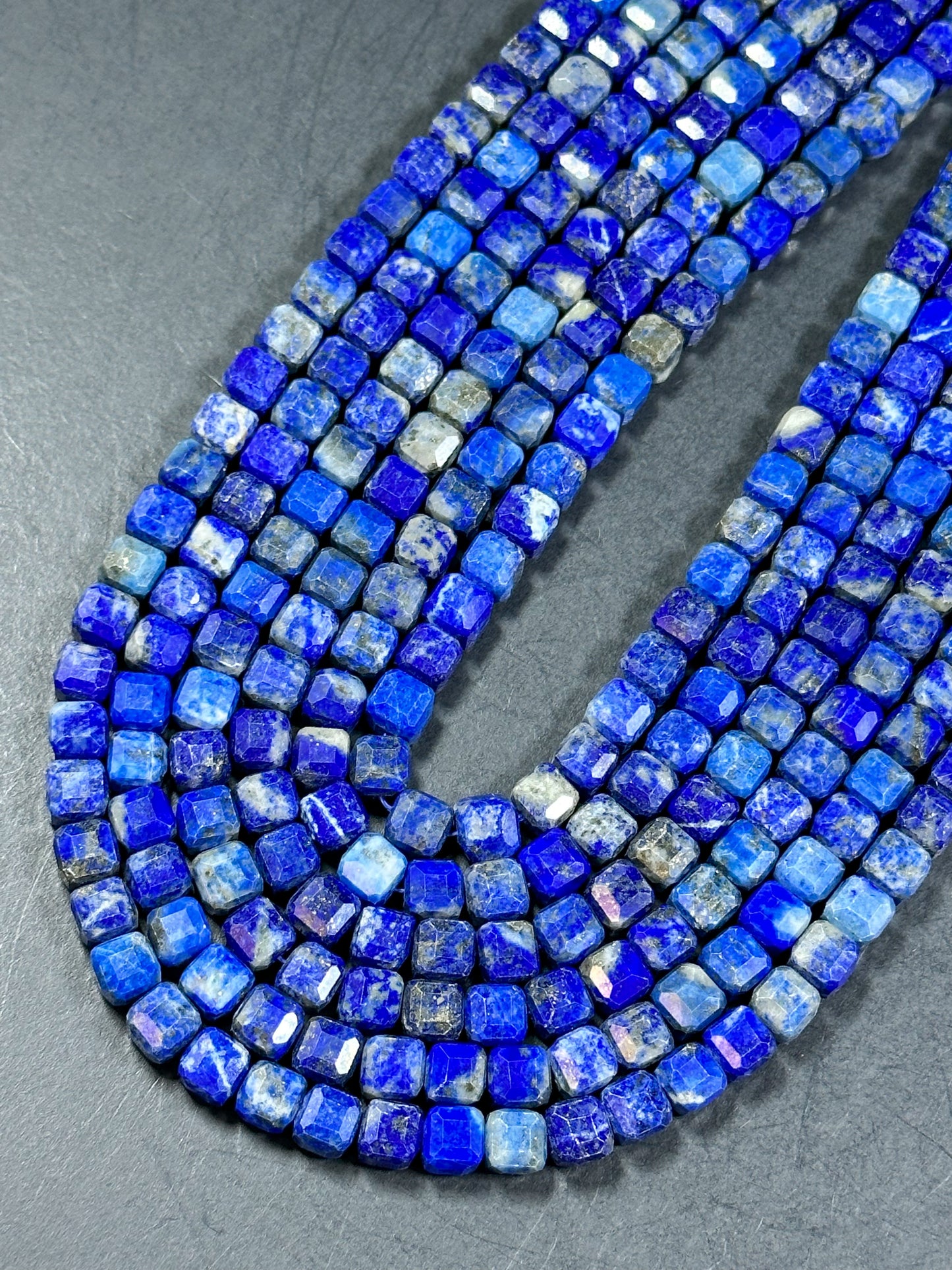 NATURAL Lapis Lazuli Gemstone Bead, Faceted 6mm Cube Shape Beads. Beautiful Natural Blue Color Lapis Lazuli Gemstone Beads Full Strand 15.5"