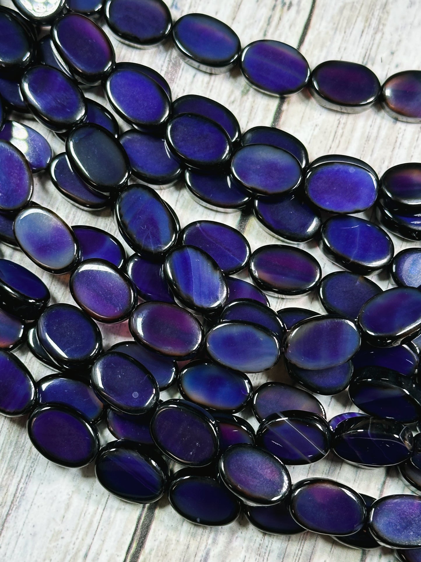 Natural Purple Agate Gemstone Bead 14x10mm Oval Shape, Beautiful Dark Purple Color Smooth Agate Gemstone Beads Full Strand 15.5"