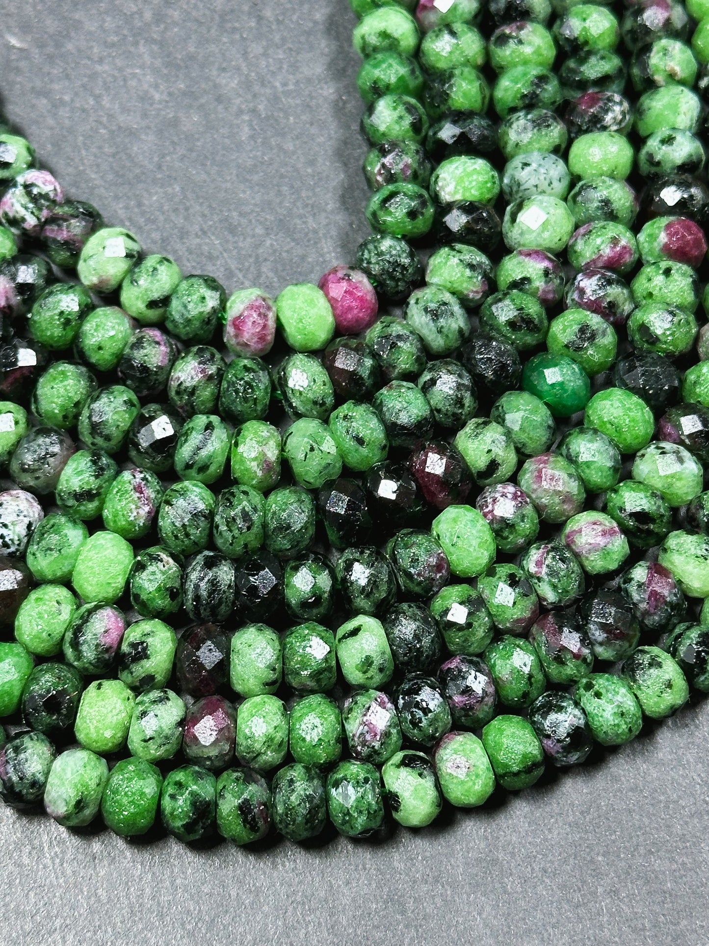 Natural Ruby Zoisite Gemstone Bead Faceted 8x5mm Rondelle Beads, Beautiful Natural Green Ruby Red Ruby Zoisite Beads Excellent Quality 15.5"