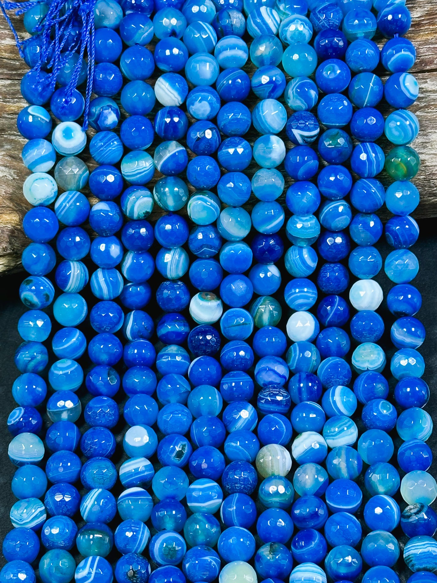 NATURAL Botswana Agate Gemstone Bead Faceted 6mm 8mm 10mm 12mm Round Beads, Beautiful Blue Color Gemstone Bead Full Strand 15.5"