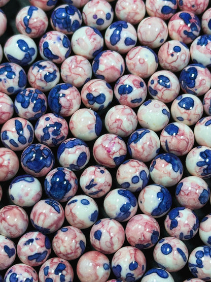 Beautiful Rain Flower Stone Bead 4mm 6mm 8mm 10mm Round Beads, Gorgeous Multicolor Pink Blue Color Rain Flower Bead Full Strand 15.5"