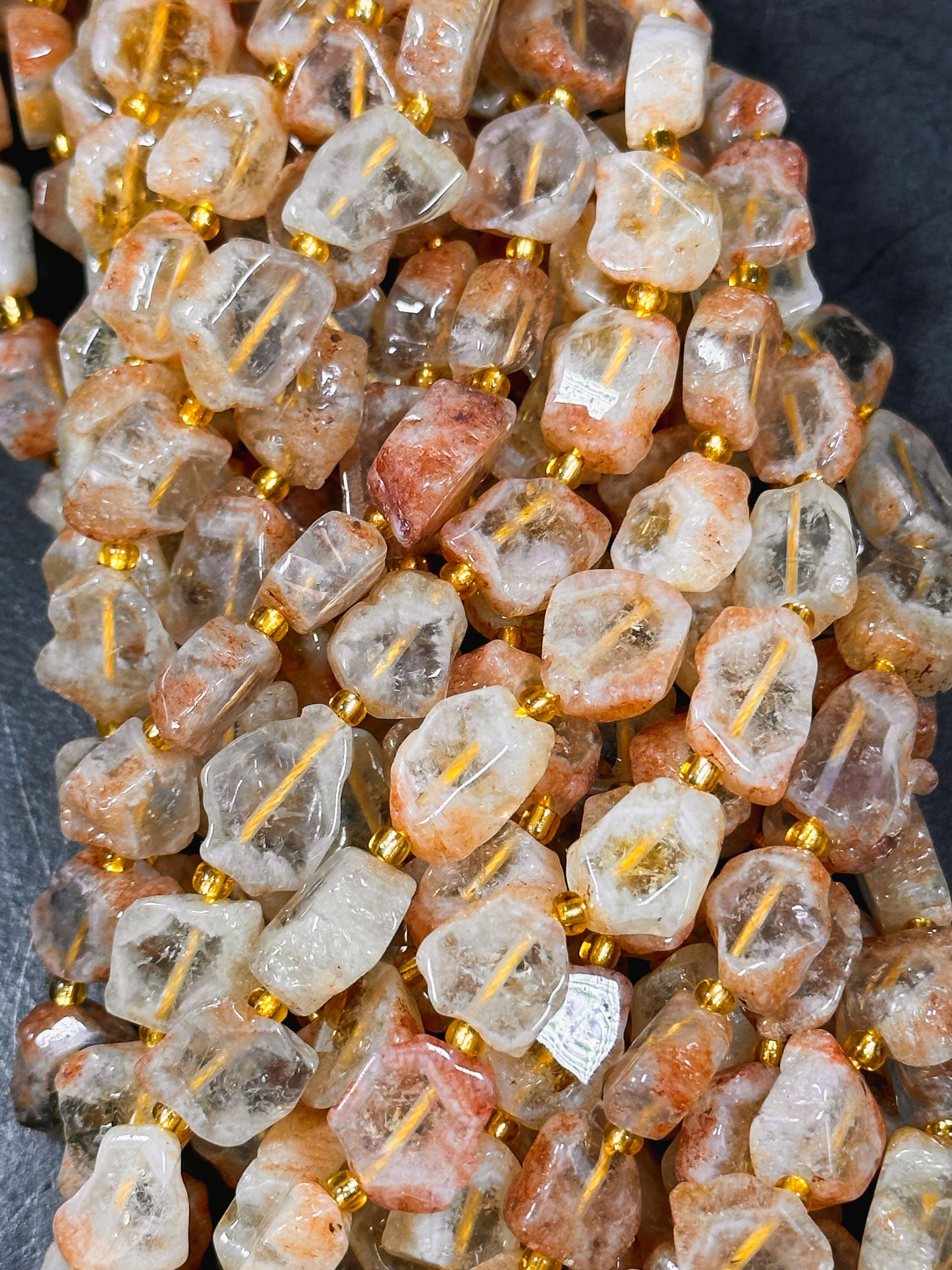 Natural Citrine Gemstone Bead 13mm Flat Freeform Shape Bead, Gorgeous Natural Orange Golden Yellow Clear Color Citrine Gemstone Beads 15.5"